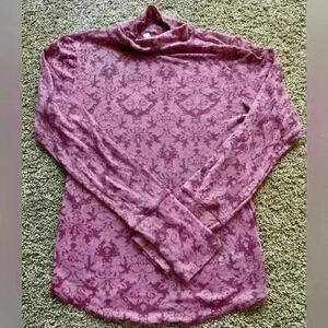 Free People Intimately Long Sleeve Semi-Sheer Turtleneck Size Large Purple